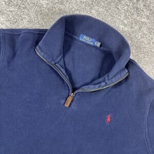 Polo Ralph Lauren 1/4 Zip Sweater Mens Extra Large Cotton Navy Blue Pony Preppy